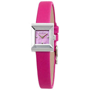 Gucci G-Frame Square Fuchsia Mother of Pearl Dial Fuchsia Leather Strap Watch For Women - YA128533