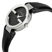 Gucci Interlocking G Iconic Black Dial Black Leather Strap Watch For Men - YA133205
