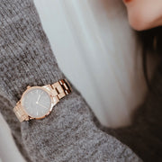Daniel Wellington Iconic Link Grey Dial Gold Steel Strap Watch For Women - DW00100334