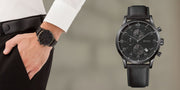 Hugo Boss Blackout Chronograph Black Dial Black Leather Strap Watch For Men - HB1512567