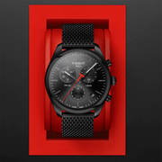 Tissot T Classic PR 100 Chronograph Black Dial Black Mesh Bracelet Watch For Men - T101.417.33.051.00