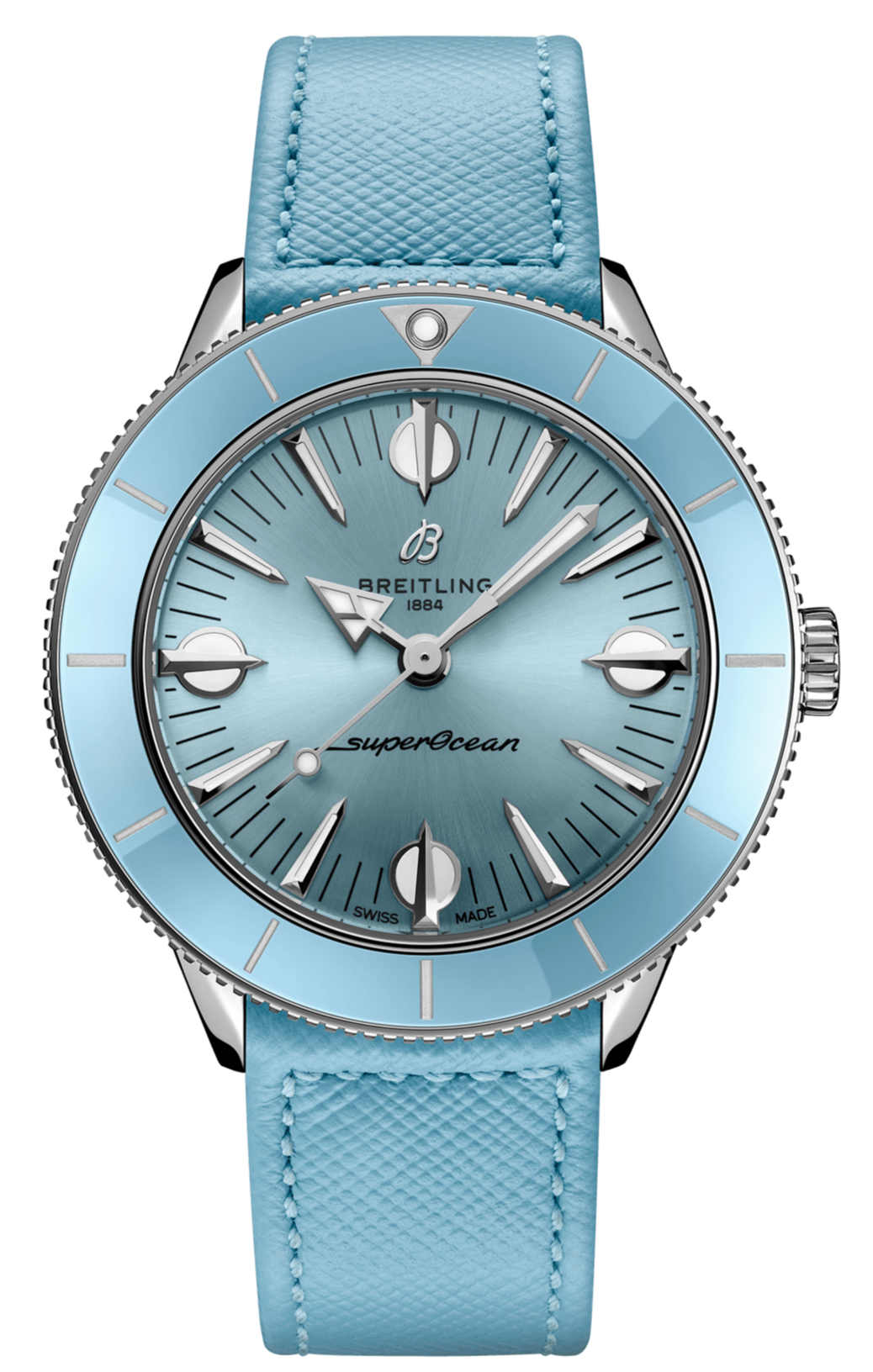 Breitling Superocean Heritage '57 Pastel Paradise Blue Dial Blue Leather Strap Watch for Women - A10340161C1X1