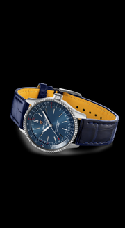 Breitling Navitimer Automatic 35 Blue Dial Blue Leather Strap Watch for Men - A17395161C1P1