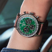 Breitling Top Time B01 Ford Mustang Green Dial Brown Leather Strap Watch for Men - AB01762A1L1X1