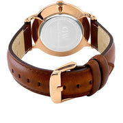 Daniel Wellington Dapper St Mawes White Dial Brown Leather Strap Watch For Women - DW00100091