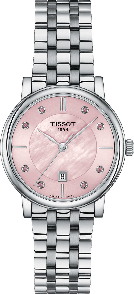 Tissot T Classic Carson Premium Pink Dial Silver Steel Strap Watch for Women - T122.210.11.159.00