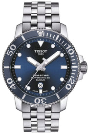 Tissot T Sport Seastar 1000 Powermatic Silicium Blue Dial Silver Steel Strap Watch For Men - T120.407.11.041.01