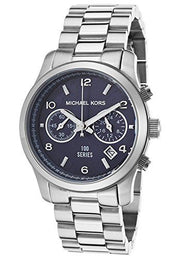 Michael Kors Hunger Stop 100 Series Navy Blue Dial Silver Steel Strap Watch for Women - MK5814