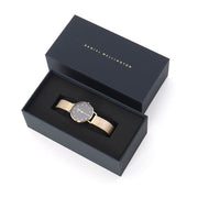 Daniel Wellington Classic Petite Evergold Black Dial Gold Mesh Bracelet Watch For Women - DW00100349