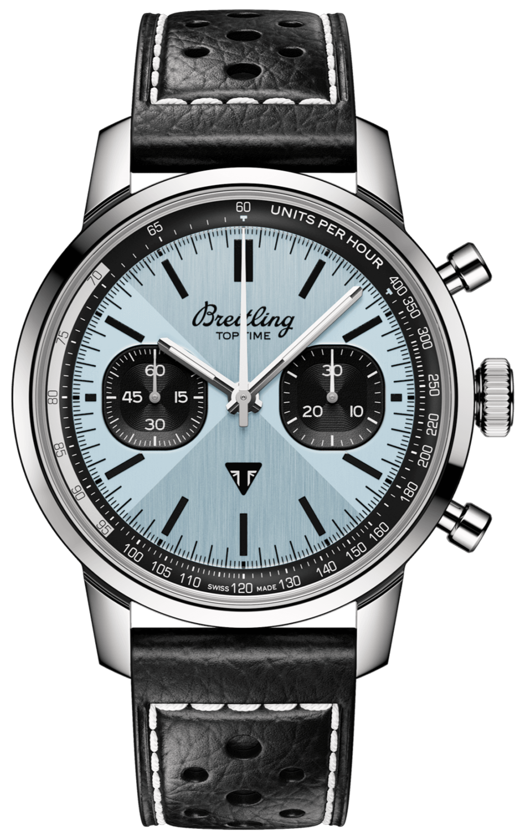 Breitling Top Time B01 Triumph Blue Dial Black Leather Strap Watch for Men - AB01764A1C1X1
