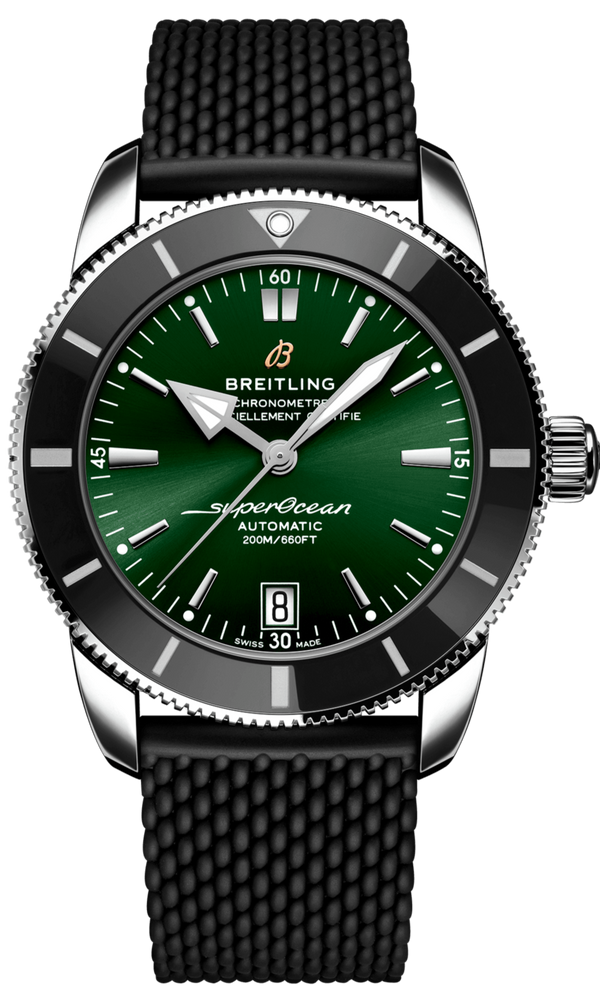 Breitling Superocean Heritage B20 Automatic 42 Green Dial Black Mesh Bracelet Watch for Women - AB2010121L1S1