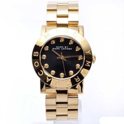 Marc Jacobs Amy Glitz Black Dial Gold Steel Strap Watch for Women - MBM3334