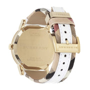 Burberry The City White Dial White Leather Strap Watch for Women - BU9015