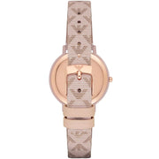 Emporio Armani Kappa Quartz Rose Gold Dial Pink Leather Strap Watch For Women - AR11010