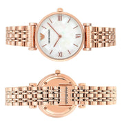 Emporio Armani Mother of Pearl Dial Rose Gold Steel Strap Watch For Women - AR11110