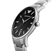 Emporio Armani Renato Quartz Black Dial Silver Steel Strap Watch For Men - AR11181