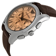 Emporio Armani Valente Chronograph Brown Dial Brown Leather Strap Watch For Men - AR1785