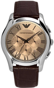 Emporio Armani Valente Chronograph Brown Dial Brown Leather Strap Watch For Men - AR1785