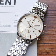 Emporio Armani Chonograph SIlver Dial Silver Steel Strap Watch For Men - AR1933