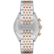 Emporio Armani Zeta Chronograph Quartz White Dial Two Tone Steel Strap Watch For Men - AR1998
