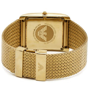 Emporio Armani Super Slim Quartz White DIal Gold Mesh Bracelet Watch For Women - AR2017