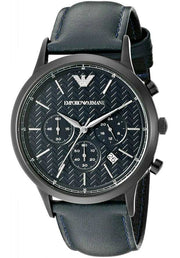 Emporio Armani Renato Chronograph Quartz Blue Dial Blue Leather Strap Watch For Men - AR2481