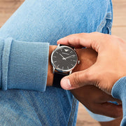 Emporio Armani Luigi Quartz Black Dial Black Leather Strap Watch For Men - AR2500