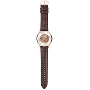 Emporio Armani Meccanico Automatic Silver Dial Brown Leather Strap Watch For Men - AR60039