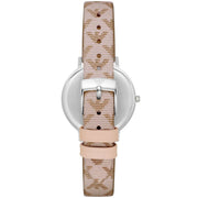 Emporio Armani Classic White Dial Beige Leather Strap Watch For Women - AR11008
