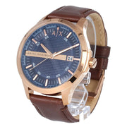 Armani Exchange Hampton Chronograph Blue Dial Brown Leather Strap Watch For Men - AX2172