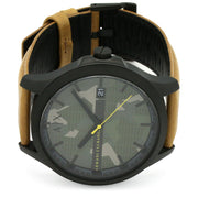Armani Exchange Hampton Chronograph Green Dial Brown Leather Strap Watch For Men - AX2412