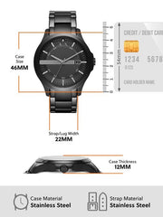Armani Exchange Hampton Black Dial Black Steel Strap Watch For Men - AX7101