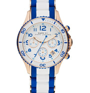 Marc Jacobs Rock Chronograph White Dial Two Tone Silicone Strap Watch for Women - MBM2594