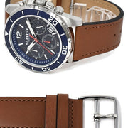 Coach Kent Chronograph Blue Dial Brown Leather Strap Watch for Men - 14602560