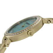 Swarovski Daytime Crystals Turquoise Dial Gold Steel Strap Watch for Women - 5182212