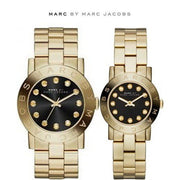 Marc Jacobs Amy Glitz Black Dial Gold Steel Strap Watch for Women - MBM3334