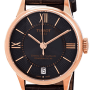 Tissot Chemin Des Tourelles Powermatic 80 Lady Brown Dial Brown Leather Strap Watch For Women - T099.207.36.448.00