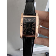 Emporio Armani Classic Black Dial Black Leather Strap Watch For Men - AR0168