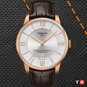 Tissot Chemin Des Tourelles Powermatic 80 Silver Dial Brown Leather Strap Watch For Men - T099.407.36.038.00