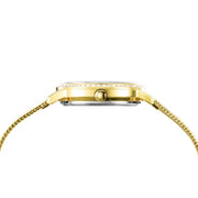 Guess Chelsea Crystals Mother of Pearl White Dial Gold Mesh Bracelet Watch For Women - W0647L7