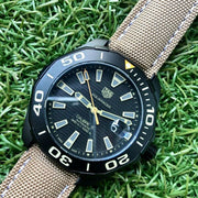 Tag Heuer Aquaracer 300 Calibre 5 Automatic Black Dial Brown Nylon Strap Watch for Men - WAY208C.FC6383