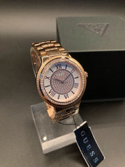 Guess Madison Diamonds White Dial Rose Gold Steel Strap Watch for Women - W0637L3