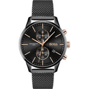 Hugo Boss Associate Chronograph Black Dial Black Mesh Bracelet Watch for Men - 1513811