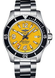 Breitling Superocean II Automatic 44mm Yellow Dial Silver Steel Strap Watch for Men - A17367021I1A1