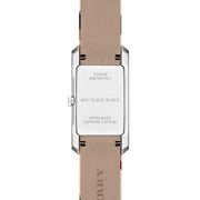 Burberry The Pioneer Silver Dial Haymarket Beige Leather Strap Watch for Women - BU9406