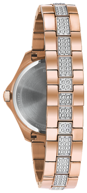 Bulova Crystal Collection Silver Dial Rose Gold Steel Strap Watch for Women - 98L229