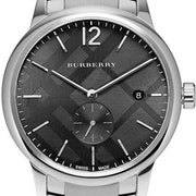 Burberry The Classic Round Black Dial Silver Steel Strap Watch for Men - BU10005