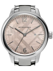 Burberry The Classic Pink Dial Silver Steel Strap Watch for Women - BU10111