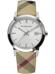 Burberry The City Silver Dial Brown Leather Strap Watch for Women - BU9025