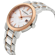 Burberry The City White Dial Two Tone Steel Strap Watch for Women - BU9006